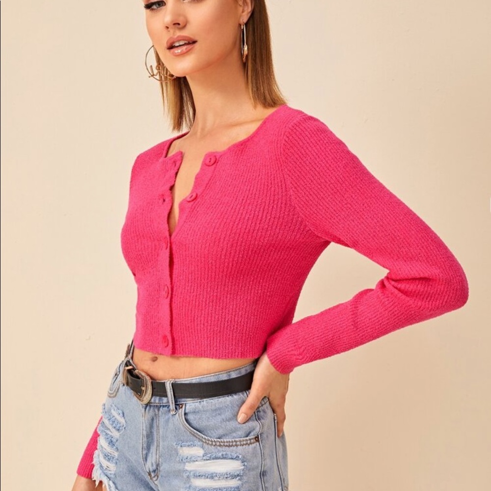 SHEIN hot pink cardigan